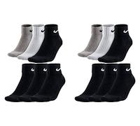 NIKE 12 Paar Socken One Quater Socks Herren Damen Kurze Socke Knöchelhoch Weiß Schwarz Grau Größe 34 36 38 40 42 44 46 48 50, Farbcode + Farbe:A50 6 Paar bunt 6 Paar schwarz, Größe:38-42