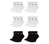 NIKE 18 Paar Herren Damen Kurze Socke Knöchelhoch Weiß Schwarz Sparset SX7667 Sportsocken Größe 34 36 38 40 42 44 46 48 50, Größe:38-42, Sockenfarbe:6 Paar schwarz 12 Paar weiss
