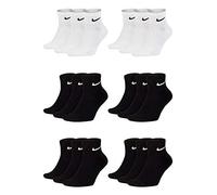 NIKE 18 Paar Herren Damen Kurze Socke Knöchelhoch Weiß Schwarz Sparset SX7667 Sportsocken Größe 34 36 38 40 42 44 46 48 50, Größe:38-42, Sockenfarbe:12 Paar schwarz 6 Paar weiss