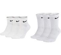 Nike 3 kurze und 3 lange Socken Sparset 6 Paar Weiß Schwarz oder gemischt, Farbe:weiß, Größe:42-46