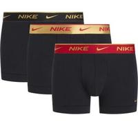 Trunk NIKE UNDERWEAR "TRUNK 3PK", Herren, Gr. XL, blk uni rot, wheat gld, blk hig sh wb, Jersey, Obermaterial: 95% Baumwolle, 3% sonstige Fasern, 2% Elasthan, kontrastfarbene Details, unifarben, körpe