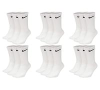 NIKE 9 Paar Everyday Lightweight Crew SX7676 Tennis Socke weiß schwarz grau, Farbe:weiß, Größe:34-38
