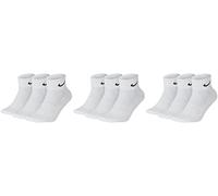 NIKE 9 Paar Socken One Quater Socks Herren Damen Kurze Socke Knöchelhoch, Farbcode + Farbe:A21 9 Paar weiss, Größe:42-46