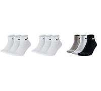 NIKE 9 Paar Socken One Quater Socks Herren Damen Kurze Socke Knöchelhoch, Farbcode + Farbe:A21 9 Paar weiss, Größe:46-50