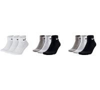 NIKE 9 Paar Socken One Quater Socks Herren Damen Kurze Socke Knöchelhoch, Farbcode + Farbe:A24 3 Paar weiss 6 Paar bunt, Größe:46-50