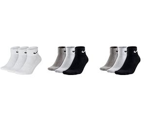 NIKE 9 Paar Socken One Quater Socks Herren Damen Kurze Socke Knöchelhoch, Farbcode + Farbe:A24 3 Paar weiss 6 Paar bunt, Größe:46-50