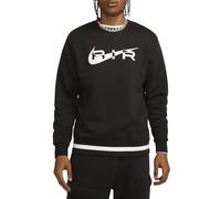 NIKE Air Herren Sweatshirt Swoosh FN7692 mit Rundhalsausschnitt und Fleece-Futter, schwarz / weiß, XL