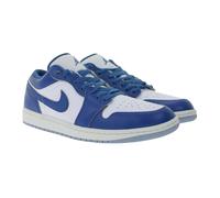 NIKE Air Jordan 1 Low Herren Sneaker mit dämpfender Zwischensohle Echtleder-Schuhe FN5214-141 Blau/Weiß 44 1/2