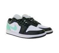 NIKE Air Jordan 1 Low Herren Sneaker mit gekapseltes Air-Dämpfungssystem Echtleder-Schuhe 553558-131 Schwarz/Weiß/Grün 44