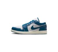 NIKE Air Jordan 1 Low Herren Sneaker mit dämpfender Zwischensohle Echtleder-Schuhe FN5214-141 Blau/Weiß 45