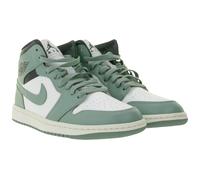 NIKE Air Jordan 1 Mid Damen Sneaker Echtleder Turnschuhe Mid-Top Sneaker BQ6472-130 Weiß/Grün/Schwarz 38