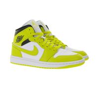 NIKE Air Jordan 1 Mid Damen Sneaker Echtleder Turnschuhe Mid-Top Sneaker BQ6472-170 Weiß/Gelb/Schwarz 38 1/2