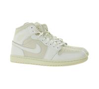 NIKE Air Jordan 1 Mid Damen Sneaker Echtleder Turnschuhe Mid-Top Sneaker BQ6472-201 Weiß/Hellbraun/Beige 39