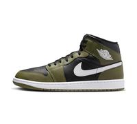 NIKE Air Jordan 1 Mid Herren Sneaker, Black Medium Olive Sail White, 44 EU