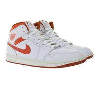 NIKE Air Jordan 1 Mid Herren Sneaker Echtleder Turnschuhe Mid-Top Sneaker FJ3458 160 Weiß/Rot 43