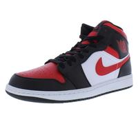 Nike Air Jordan 1 Mid, Herren-Turnschuhe, Schwarz Feuerrot Weiß, 45 EU