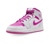 Nike Air Jordan 1 Mid Sneaker für Kinder, Iris Whisper/Fire Pink-White, 5.5 Big Kid