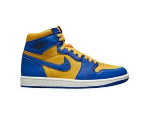 Nike - "Air Jordan 1" Sneaker für Herren/Damen Unisex, Leder, Hoch geschnitten (Gelb/Blau) EU 37,5 / UK 4,5