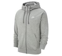 Nike BV2648-063 M NSW Club Hoodie FZ FT Sweat Mens dk Grey Heather/Matte Silver/(White) L-T