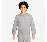 NIKE Sportswear Club Fleece Kapuzenjacke Kinder 063 - dk grey heather/base grey/white L (147-158 cm)