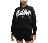 Nike Court Heritage Fleece GFX Crew Sweatshirt Damen-Schwarz in schwarz