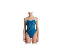 nike damen badeanzug logo racerback einteiliger badeanzug blau