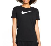 Nike Damen Df Swoosh T-Shirt, Schwarz/Weiß, M