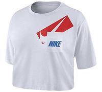 Nike Damen Dri-FIT Crop T-Shirt, White/Black, L