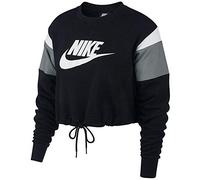 Nike Damen Long Sleeved T-Shirt W NSW HRTG Crew FLC SB, Black/Smoke Grey/White/(White), 2XL, CJ2308