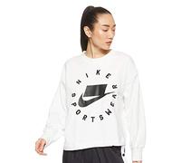 Nike Damen Long Sleeved T-Shirt W NSW NSW Crew FLC FT BF, Summit White/Black, M, AR3052