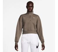 Nike Damen Pullover Oversize 1/2-Zip Phoenix FL. Sweatshirt DQ5767-233 L Mink Brown/Sail