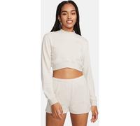 NIKE Damen Shirt Sportswear Chill Terry Crew-Neck (FN2476) L LT OREWOOD BRN/SAIL