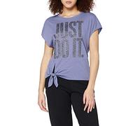 Nike Damen T-Shirt Dry Top Tie Pp1 Sprkle T-Shirt, World Indigo/Black, S, CU5918