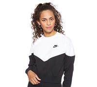 Nike Damen W Nsw Hrtg Crew Flc-ar2505 Langarm Pullover, Schwarz (Black/White/010), S