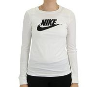 Nike Damen W Nsw Tee Essntl Ls Icon Ftra Shirt, Weiß / Schwarz, S EU