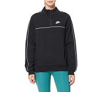 NIKE DD5255 W NSW MLNM ESSTL FLC QZ LS TOP Sweatshirt Women's Black/White L