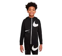 NIKE DD8637 B NSW Swoosh FLC FZ Sweatshirt Boys Black/White XS