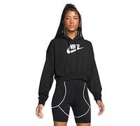 NIKE DQ5850-010 W NSW Club FLC GX Crop HDY Sweatshirt Damen Schwarz-Weiss Größe M-S