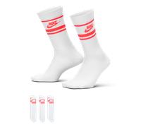 Nike Sportswear Dri-Fit Everyday Essential Crew-Socken (3 Paar), White/Hot Punch/Hot Punch, DX5089-100, S