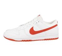 Nike Dunk Low Retro Damen Basketballschuhe, Weiß Rot Picante, 41.5 EU, Weiß Rot Picante, 43 EU