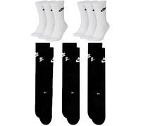NIKE DX5025-6 Paar Sportsocken - weiss/schwarz/Multicolor - Sportswear Everyday Essential CREW Socken 34/38/42/46/50 - Damen, Herren, Unisex, Farbe:weiß schwarz, Größe:46-50