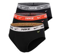 Slip NIKE UNDERWEAR "BRIEF 3PK", Damen, Gr. L, 3 Stk., blck, whit, brt crmsn ry, cnftt wb, Jersey, Obermaterial: 95% Baumwolle, 5% Elasthan, unifarben, körpernah, Unterhosen Slip, mit Logo-Elasti