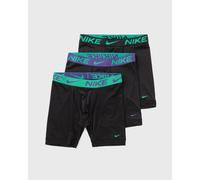 Boxer NIKE UNDERWEAR "BOXER BRIEF LONG 3PK", Herren, Gr. S, blk grn shck, wild vlet, blk txtrd wb, Jersey, Obermaterial: 92% Polyester, 8% Elasthan, unifarben, kontrastfarbene Details, körpernah, Unte