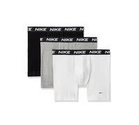 Nike Herren All Day Cotton Stretch Boxer Brief W/Fly Underwear (3-Pack) Retroshorts, Weiß/Grau meliert/Schwarz, Medium (3er Pack)