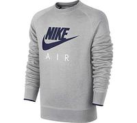NIKE Herren AW77 Fleece Crew- Air Heritage Trainingspullover, Mehrfarbig (Dunkelgrau Heidekraut/Obsidian/Weiß), M