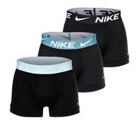 NIKE Herren Boxer Shorts, 3er Pack - Trunks, Dri-Fit Micro, Logobund Schwarz/Blau M