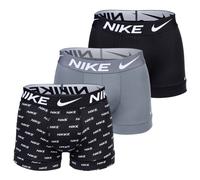 NIKE Herren Boxer Shorts, 3er Pack - Trunks, Dri-Fit Micro, Logobund Schwarz/Grau/Logo M