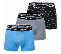 NIKE Herren Boxer Shorts, 3er Pack - Trunks, Logobund, Cotton Stretch Schwarz/Grau/Blau / L L Mehrfarbig
