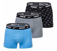 NIKE Herren Boxer Shorts, 3er Pack - Trunks, Logobund, Cotton Stretch Schwarz/Grau/Blau S