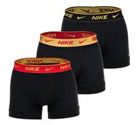 NIKE Herren Boxer Shorts, 3er Pack - Trunks, Logobund, Cotton Stretch Schwarz/Rot/Gold M